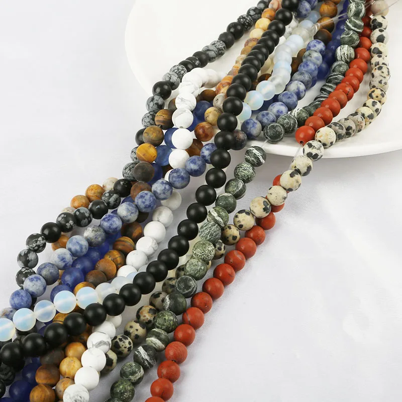 Dull Polish Matte Tiger Eye Lapis Lazuli Turquoises Agated Beads in Froested Style 4 6 8 10MM Pick Size For Jewelry Making