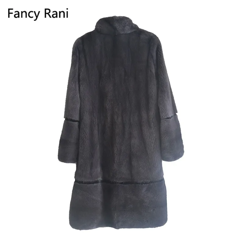 High-end Luxury Mink Fur Coat Stand Collar Long Jacket Winter Warm Genuine Fur Women Outerwear Female Real Natural Mink Fur Coat