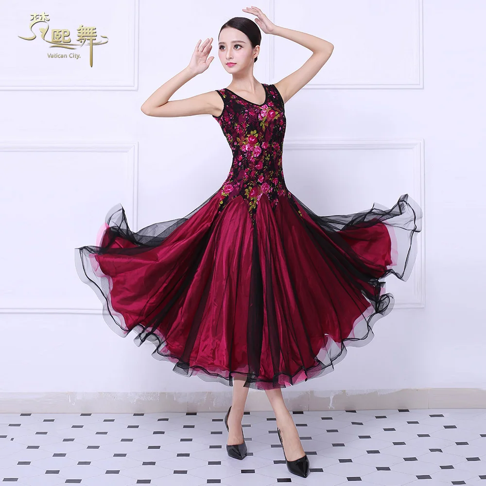 Phụ nữ Tùy Chỉnh Khiêu Vũ Váy Khiêu Vũ Waltz Tango Tiêu Chuẩn Flamenco Phòng Khiêu Vũ Trang Phục Tango Flamenco Waltz Nhảy Múa Phong Tục D-0385