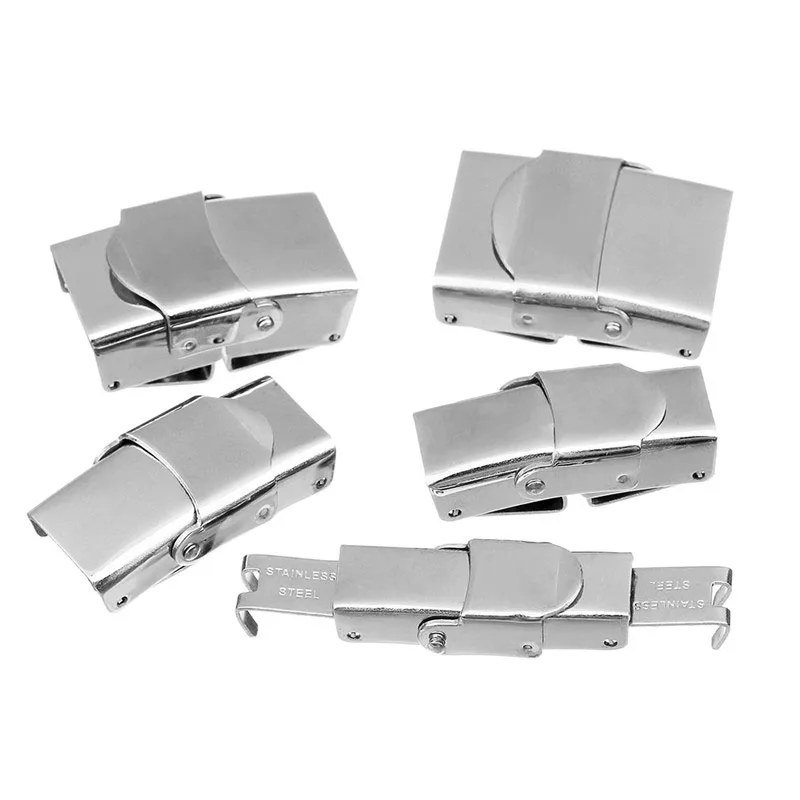 LOULEUR 5pcs/lot 6Sizes Stainless Steel Flat Leather Cord Clasps for Bracelet Metal End Clasps Necklace Connector Jewelry Making
