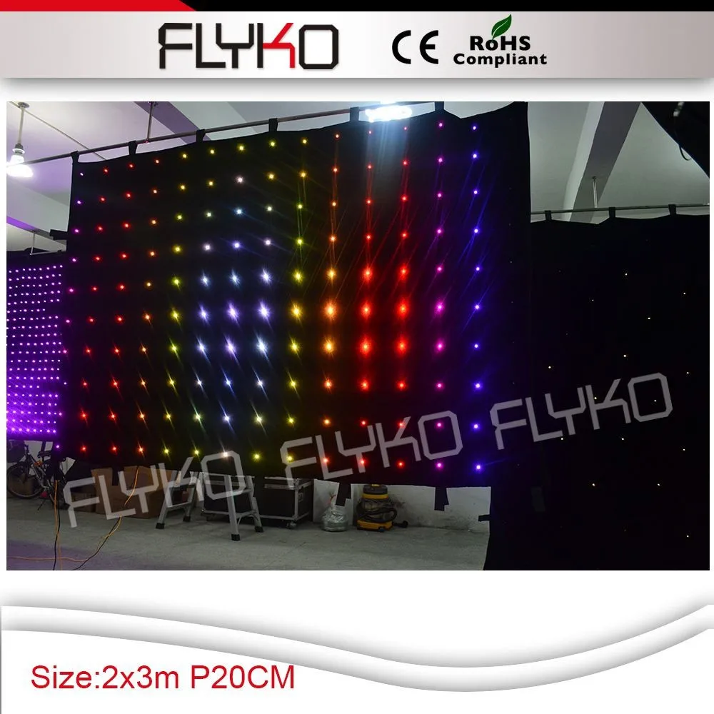 

Free shipping 2m *3m P200 Fireproof LED vision/video curtain with 30 differrent programs in the sd card