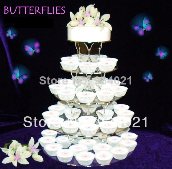 

Hot selling free shopping/5 Tier Butterfly Acrylic Cupcake Stand / Plexiglass Round Cup Cake Stand wedding decoration