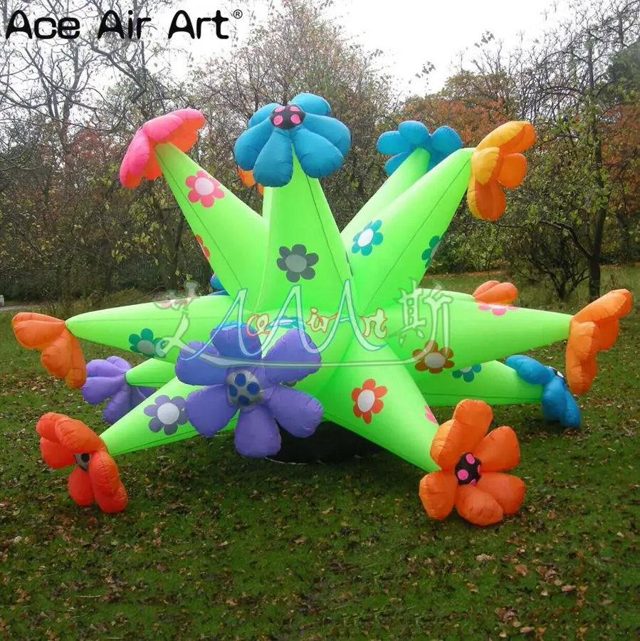 Giant Inflatable Flower Clusters with Base Air Blower for Lawn and Outdoor Decoration