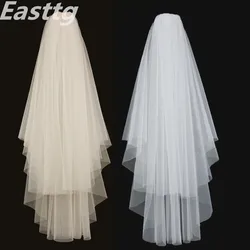 Weiß Elfenbein Elegante Braut Schleier 2 schichten Mit Kamm Cut Rand Weichen net Hochzeit Schleier Hochzeit Zubehör Veu de Noiva