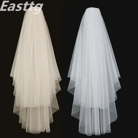 Elegant Ivory Bridal Veil 2 Layers Easttg