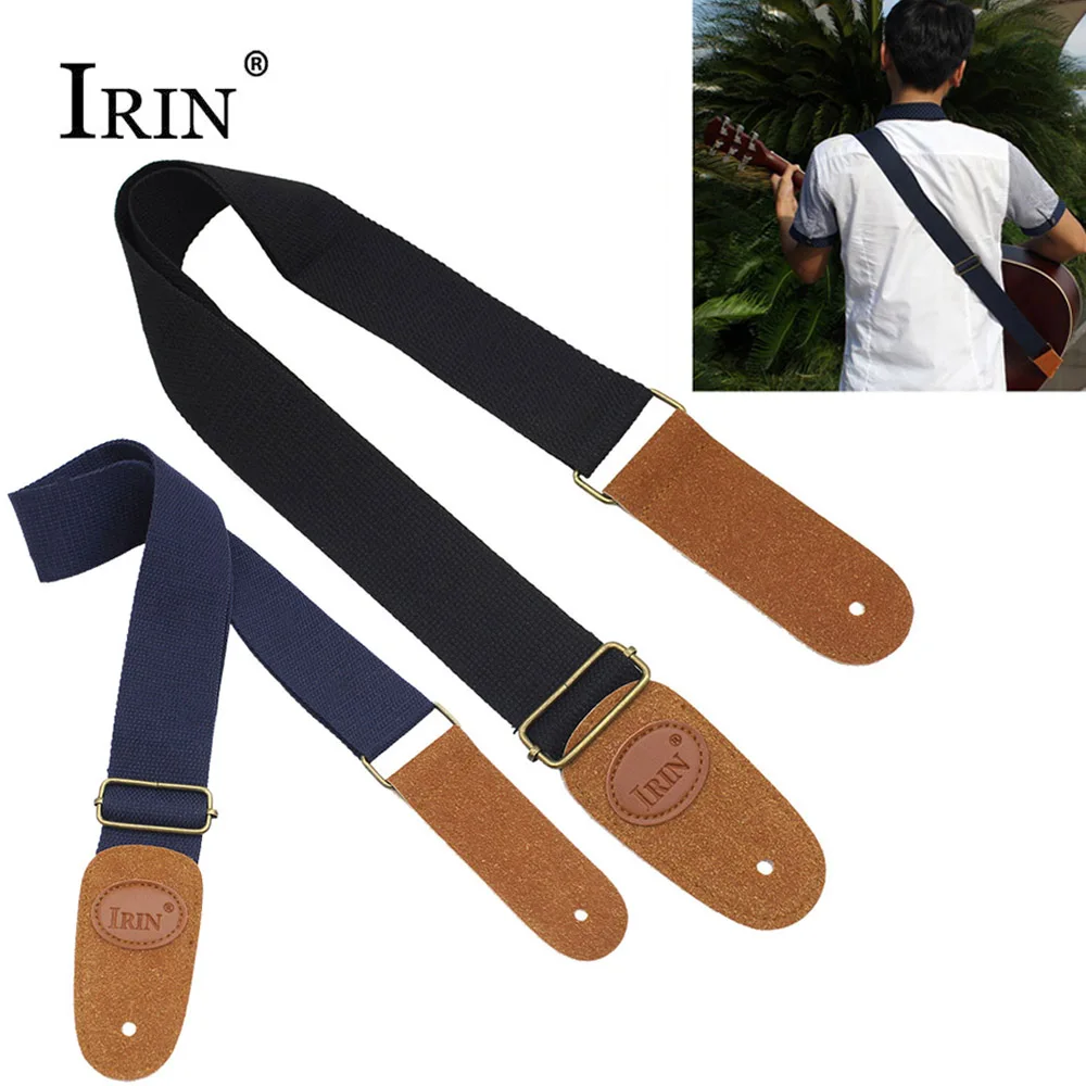 

IRIN Adjustable Woven Cotton Guitar Strap Belt with Leather Ends for Electric Acoustic Folk Guitarra Guitars Parts Accessories