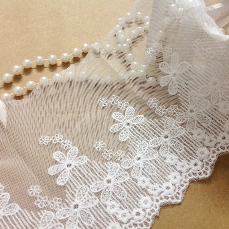 

10 yards 12cm 4.72"wide white embroidery lace trim ribbon DIY Garment Accessories 1021733L4K81