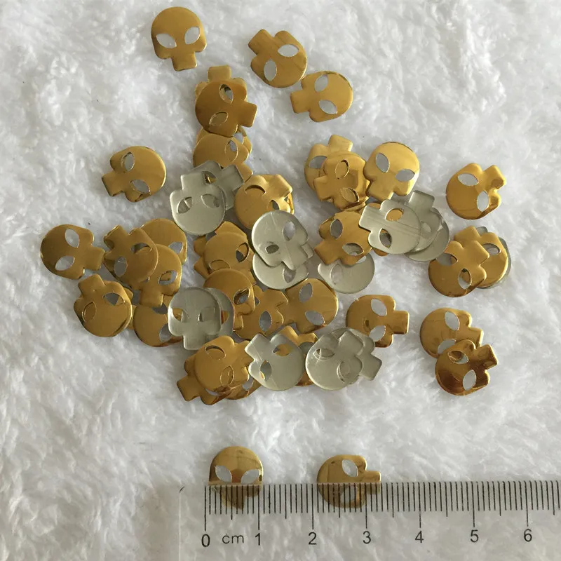 10*12MM 200pcs Argento/Oro Hot-Fix Rhinestuds 3D Alluminio Teschio di Metallo Studs Spikes Decorazione vestiti di Strass