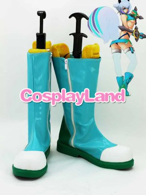 

BlazBlue Makoto Nanaya Light Blue Cosplay Shoes Boots Anime Party Cosplay Boots Custom Made Shoes