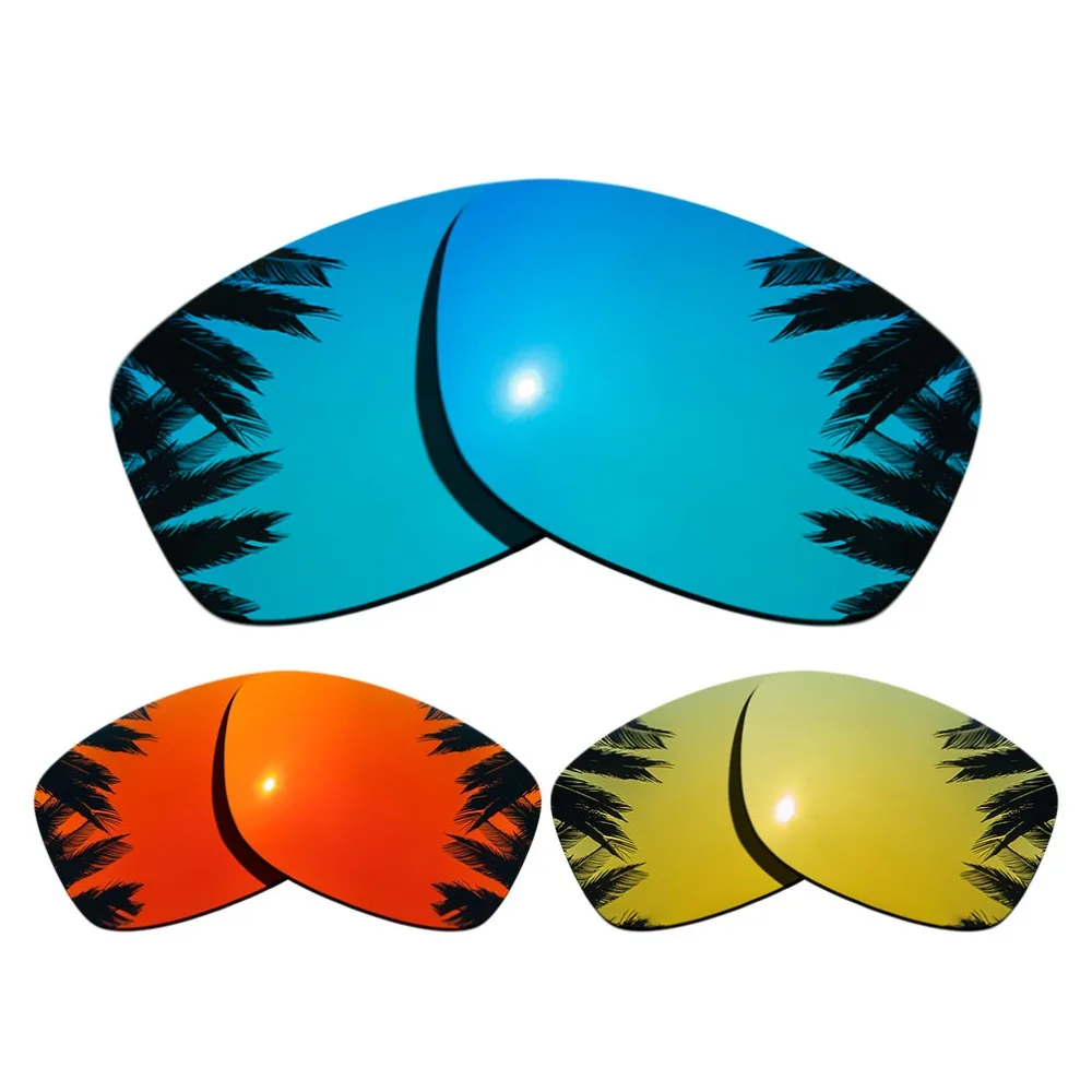 

(Blue+Orange Red+24K Gold Mirrored Coating)3-Pairs Polarized Replacement Lenses for Jupiter Squared 100% UVA & UVB Protection