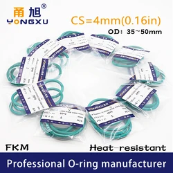 2PCS/lot Green FKM Rubber fluororubber O-rings Seals CS4mm OD35/36/38/40/42/44/45/46/48/50*4mm ORings Seal Gasket Rings Washer