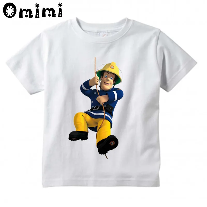 Children's Cartoon Fireman Sam Printed T Shirt Kids Great Casual Short Sleeve Tops Boys and Girls Cute T-Shirt