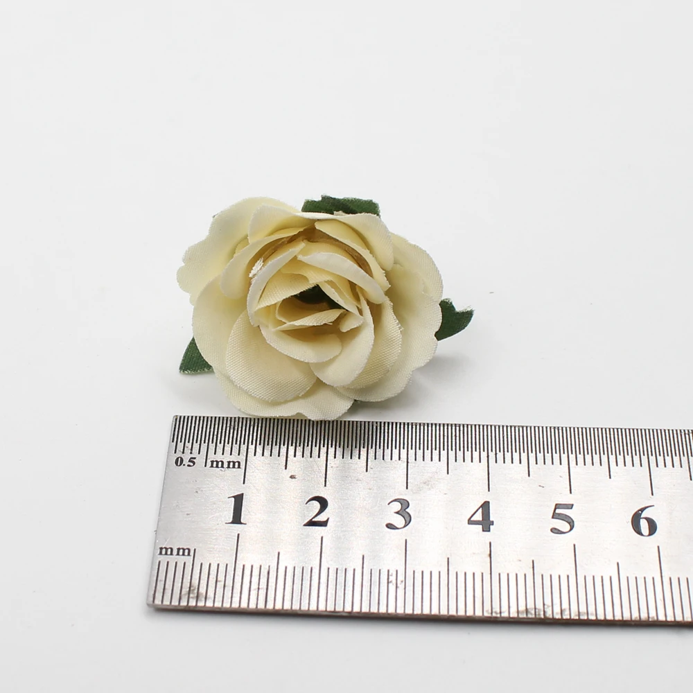 20PCs/Lot Mini Silk Rose Artificial Flowers Head 3.5cm Fake Flowers Wedding Home Decoration DIY Garlands Wreath Craft Accessorie