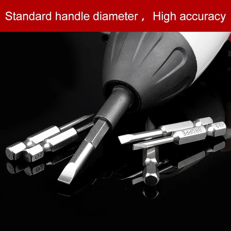 HOEN S2 Lega di 6 pz/set 50 millimetri 2.0-6.0 millimetri In Acciaio A Testa Piatta Scanalata Punta Magnetica Intaglio Cacciaviti Bit prezzo all'ingrosso Nuovo Arrivo