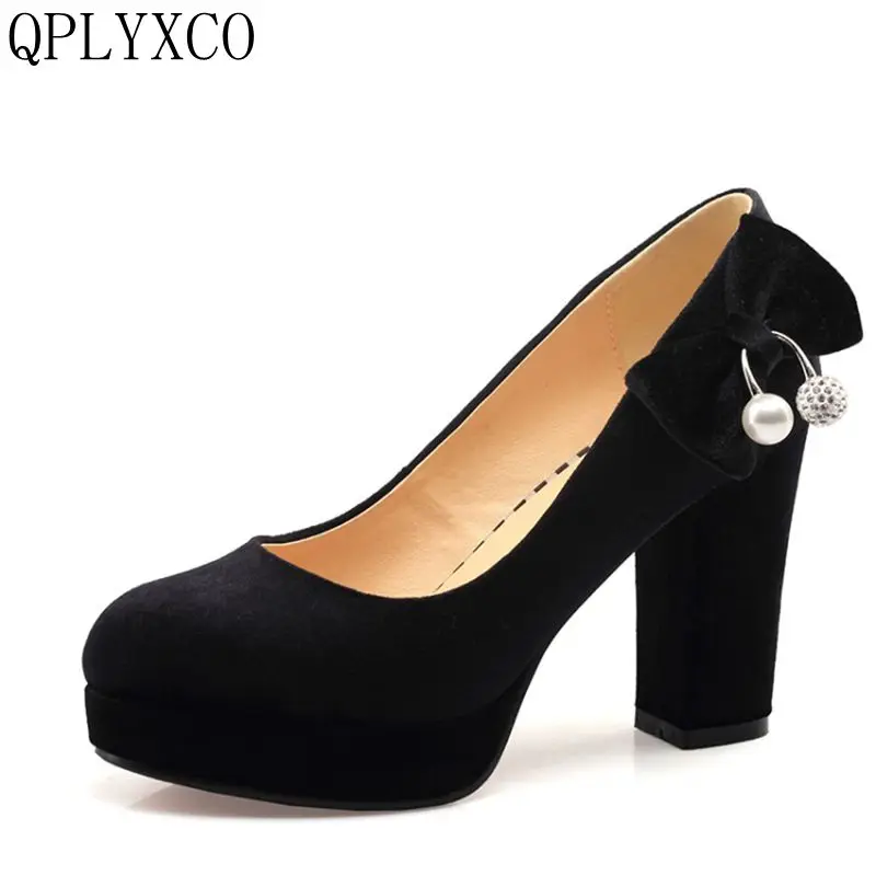 QPLYXCO 2017 New Elegant Big size 33-43 Women High Heel Shoes Pumps Wedding Party Ladies Shoes Women Heeled Footwear C71