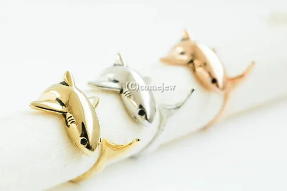 New Trendy Dolphins Rings Gold Silver Color Shark Promise Rings For Women Girl World Of Warcraft Aros Overwatch