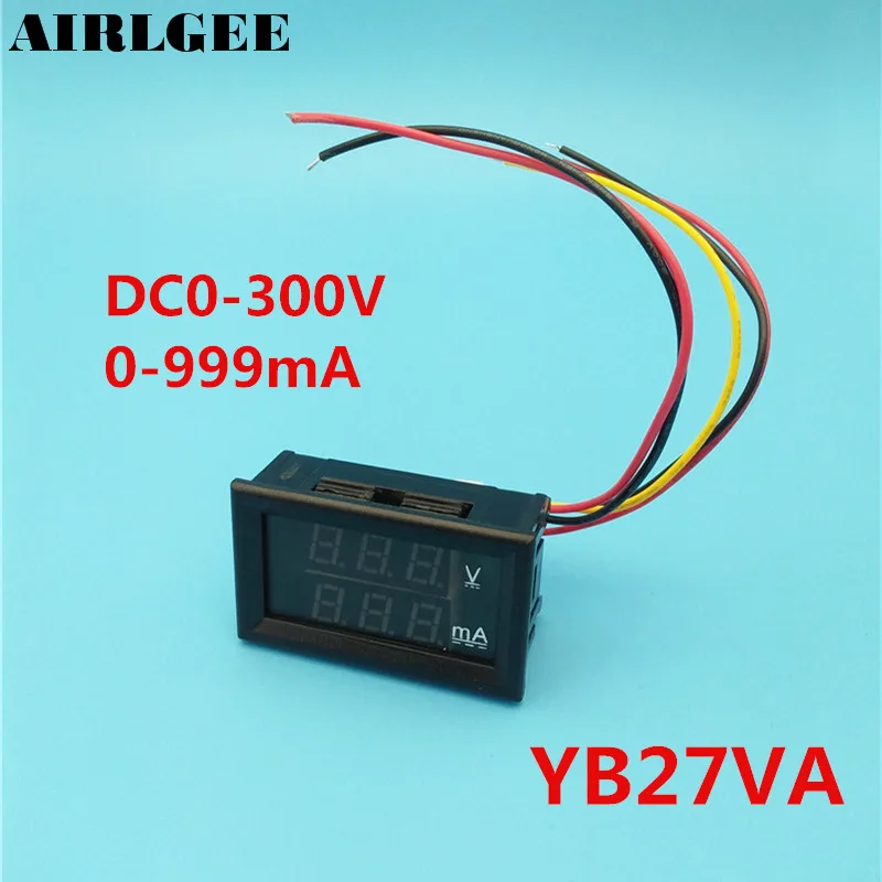 DC 0-999mA Ammeter 0-300VDC Voltmeter Red Blue Double Display Digitals LED Meter