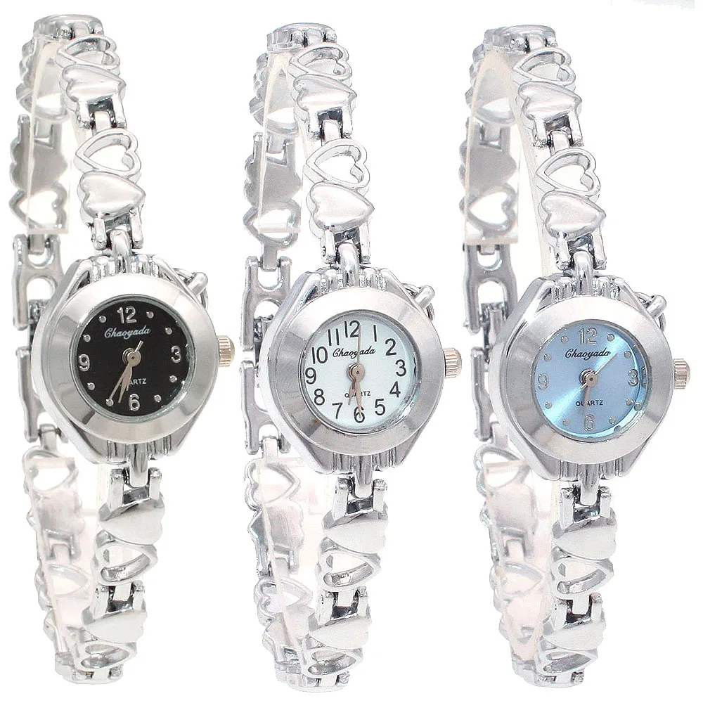 Relógio de pulso feminino elegante, relógio de pulso de aço inoxidável de quartzo elegante para mulheres e meninas, 10 para presente