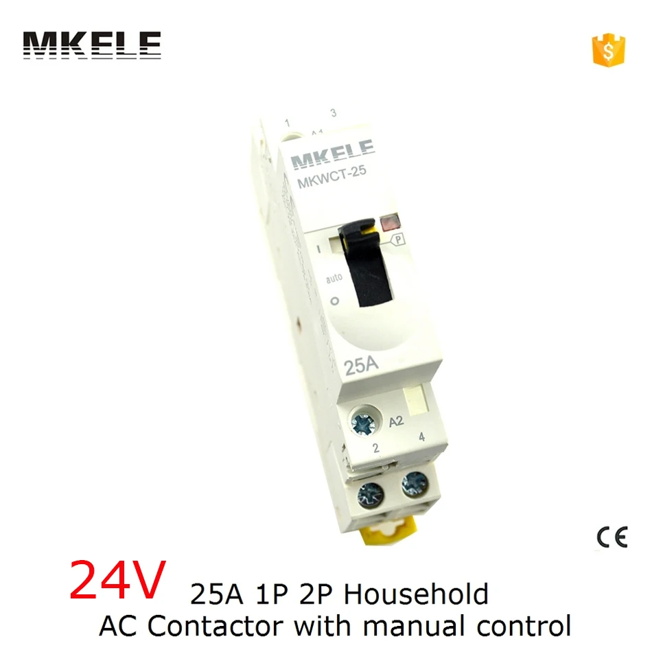 2P 2NO  Din Rail Household Ac Contactor 24V 25A With Manual Control Contactores Kontaktor