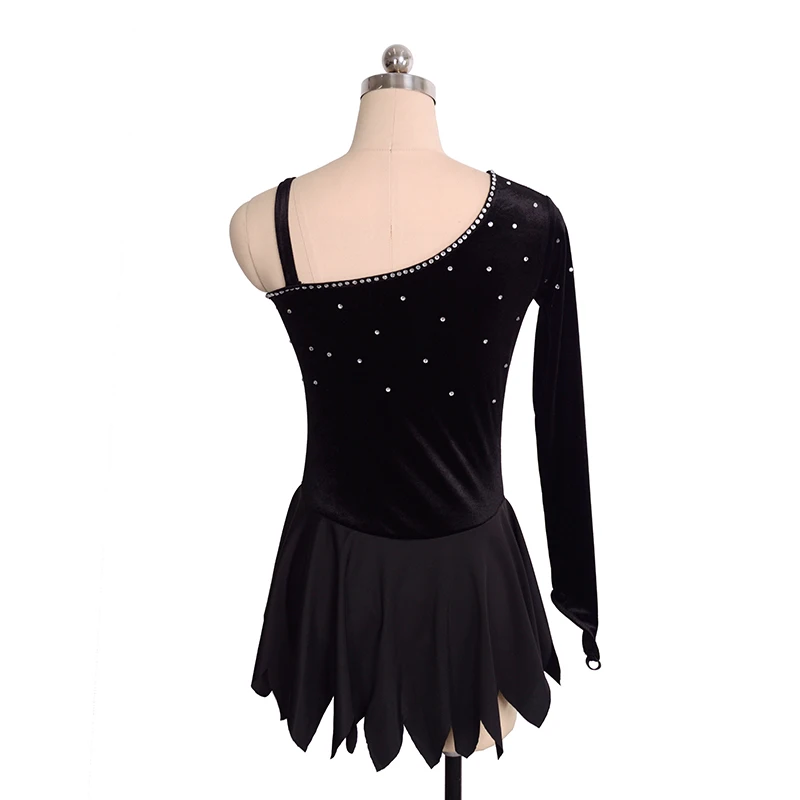 Figure Skating Dress Women\'s Competition Dress Children\'s Rhythmic Gymnastics Performance Black Velvet Dress