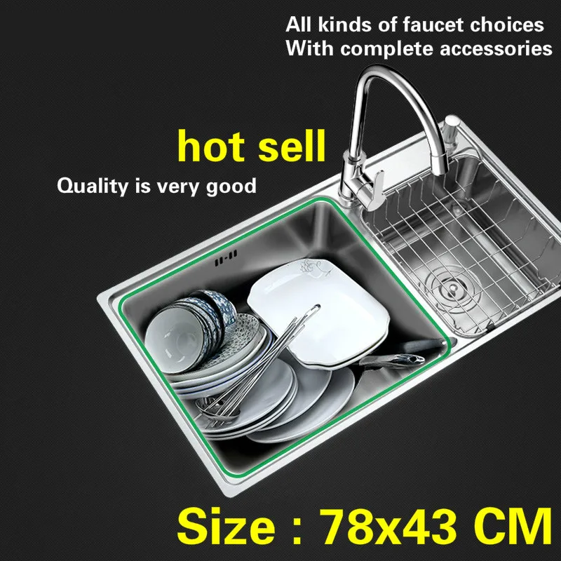 

Free shipping Standard kitchen sink 0.8mm double groove durable 304 stainless steel hot sell 78x43 CM