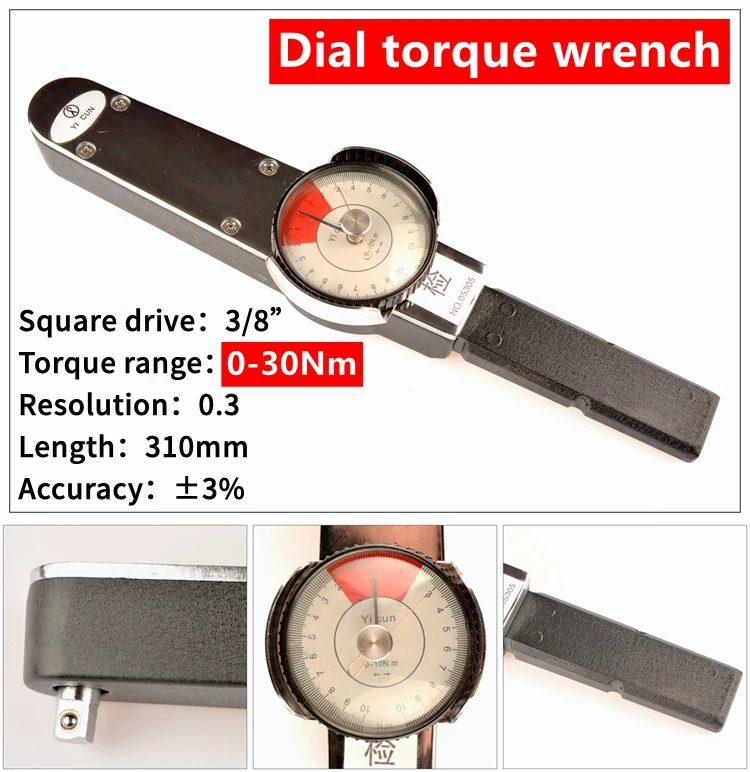 Mxita 3/8 0-30NmDial Momentsleutel Hoge Precisie Pointer Momentsleutel Handgereedschap