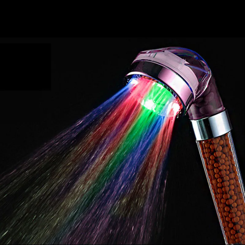 Hot Selling LED Anion Shower SPA Shower Head Pressurized Water Saving Temperature Control Colorful Handheld Big Rain Shower