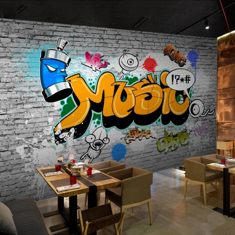 Custom Mural Wallpaper 3D Brick Wall Vintage Street Graffiti Mural Bar Restaurant Cafe Background Photo Wall Paper Wall Painting