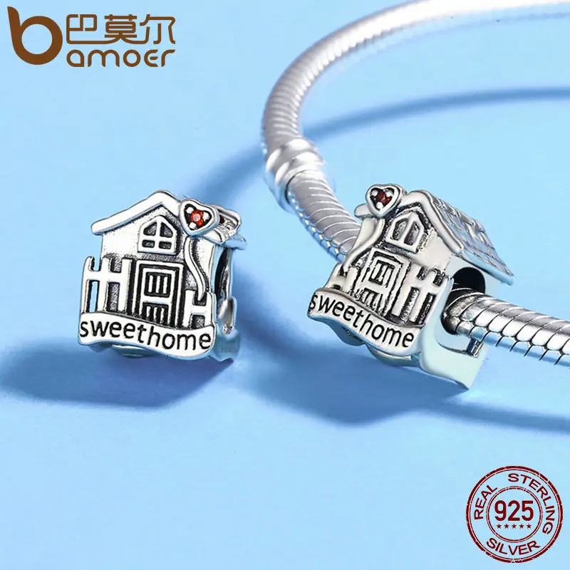 BAMOER Fashion New Genuine 100% 925 Sterling Silver Sweet Home Loft Villa Charms fit Bracelets DIY Fine Jewelry SCC416