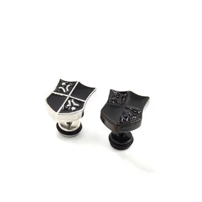 Wholesale Shield Earrings for Men Women 316L Stainless Steel Pendant Stud Earrings Punk Rock Style Male Men Earrings Jewelry