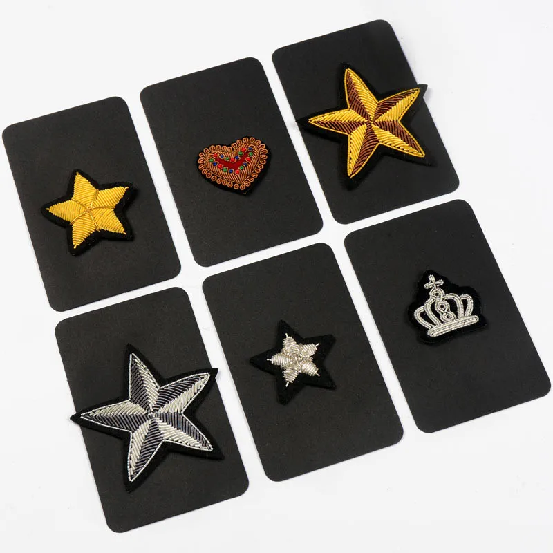 Speical Embroidered India Silk Star Heart Patches DIY applique Stick On mental Badge Clothes Shoes Bags Decoration Patches