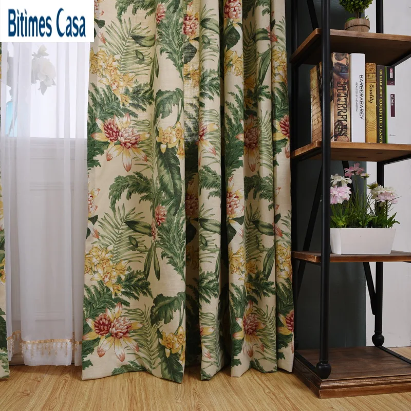 Hawaii Spring Style Blackout Windows Curtain Moderate Shading Rate For Living Room Bedroom  New Pastoral