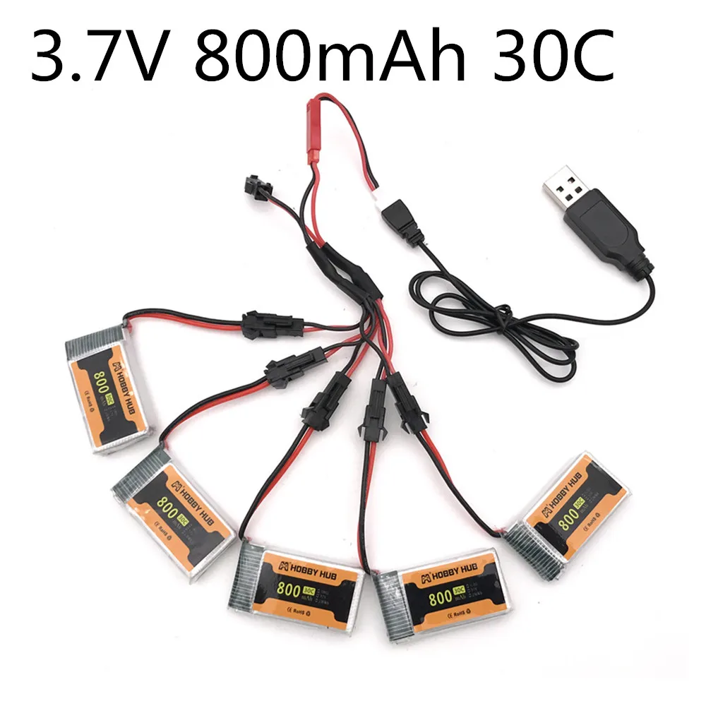 Hubby Hub Battery 3.7V 800mAh Lipo Battery 30C 902540 With SM Plug and charger For RC Quadcopter Drone Spare Part 3.7v 902540