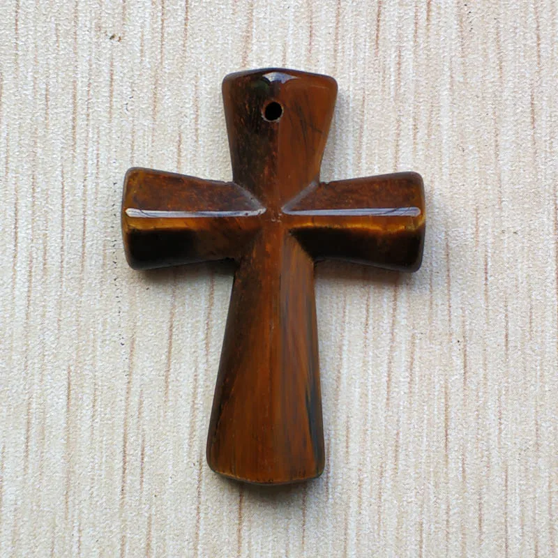 New fashion best selling natural tiger eye stone cross pendants Charm for diy Necklaces jewelry making 8pcs/lot wholesale