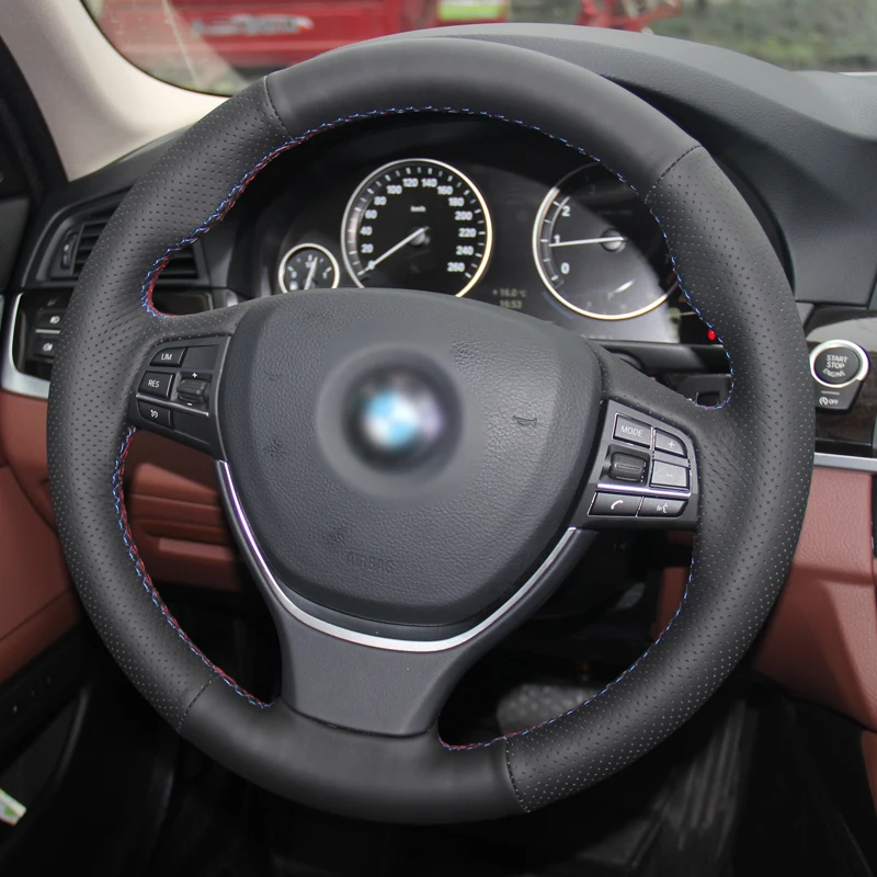 Shining wheat Black Artificial Leather Car Steering Wheel Cover for BMW F10 F11 (Touring) F07 (GT) F12 F13 F06 F01 F02