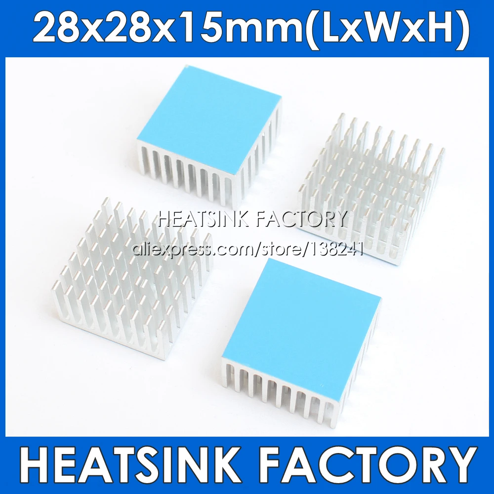 

28x28x15mm Aluminum Heatsink Radiator Cooling For Electronic Chip IC 3D printer Raspberry PI With Thermal Conductive Tape