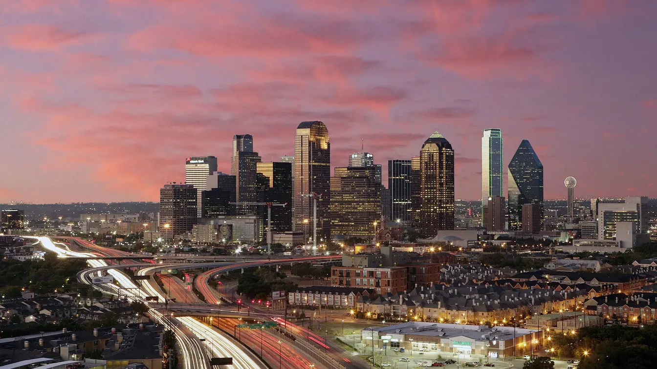 Dallas Super City Skyline Road backdrop  High quality Computer print scenic background