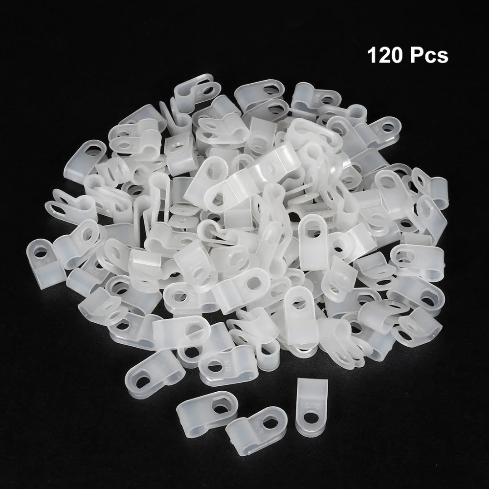 Uxcell 120 pz/lotto UC-0.5 Bianco R-Tipo di Cavo di Nylon Morsetto Dell'organizzatore Del Cavo Pinze per di Gestione Dei Cavi di Misura 4.8 millimetri dia Filo Del Tubo flessibile Del Tubo