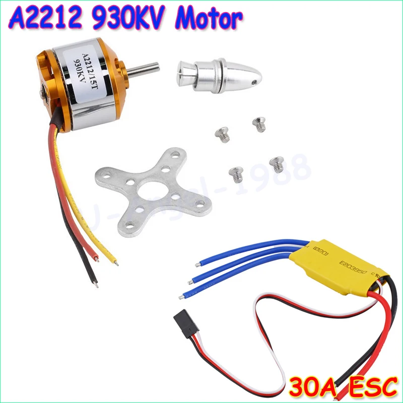 Novo motor a2212 930kv sem escova outtrunner motor com montagem 15t + esc 30a para rc aeronaves quadcopter ufo