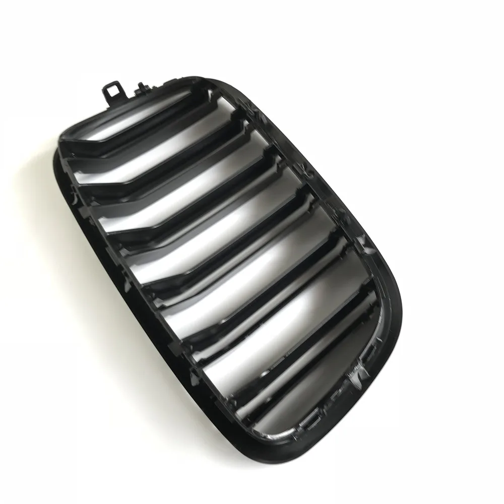Pair Gloss Black Double Slat Kidney Grille Front Grill For BMW X5 X6 E70 E71 2007-2013 Car Styling Racing Grills