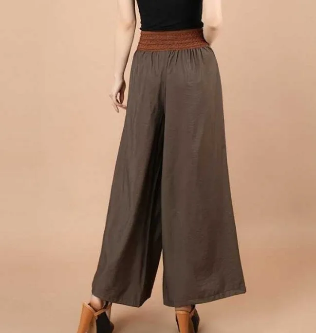 Pantalon décontracté à jambes larges style Boho, harem, couleur unie, ceinture élastique, extensible, taille confortable, été