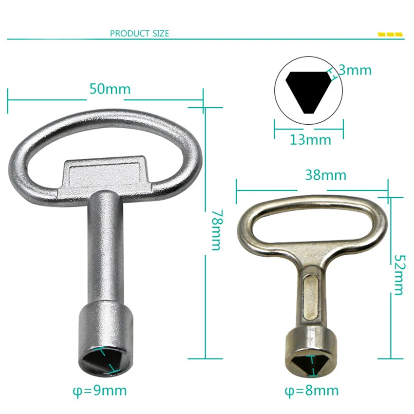 Zinc Alloy Lock Tap Valve Triangular Wrench Multi-Function Mini Key Cabinet Door Evator Door Keys Spanner Outdoor Portable Tool