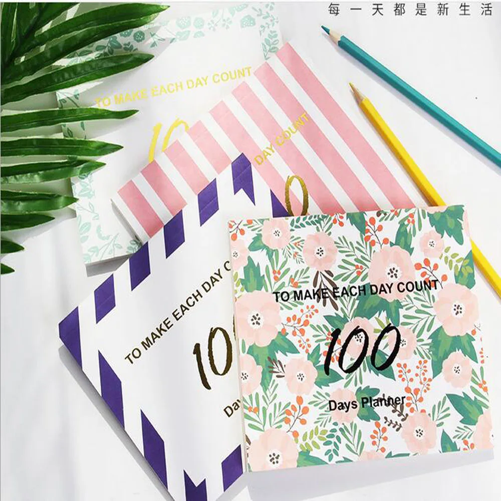 New Planner Cute Daily Schedule 100 Days Calendar Notebook For Meeting Dating Goals Note Paper Journal Stationery School Supplie