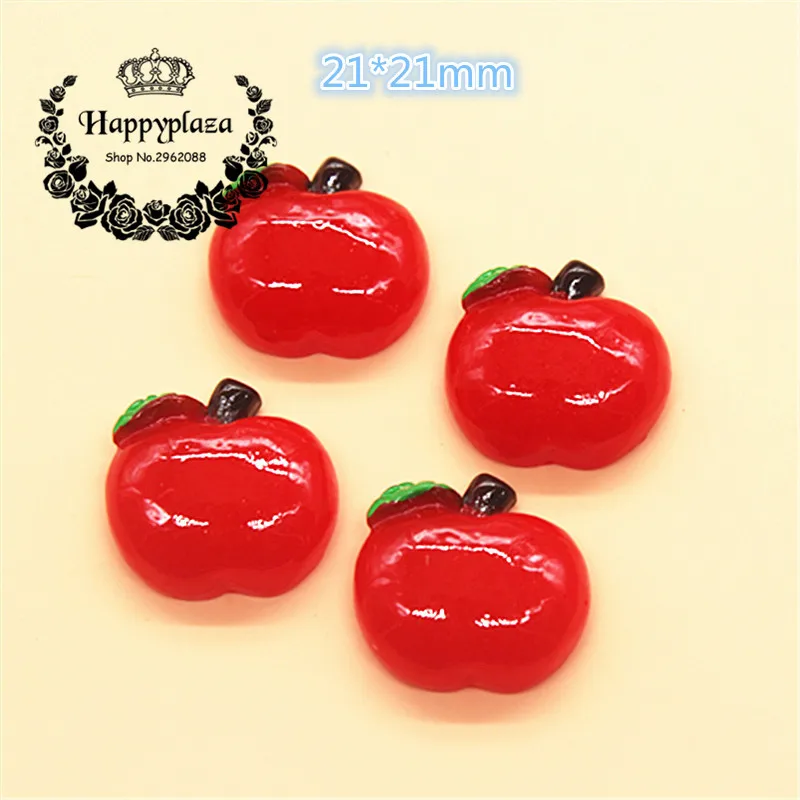 10pcs Kawaii Simulation Fruit Red Apple Resin Flatback Cabochon Food Art Supply Decoration Charm Craft DIY,21mm