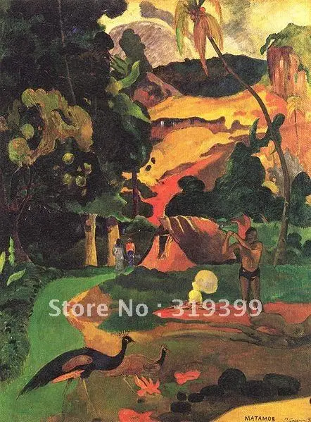 

Oil Painting Reproduction,Matamoe (Landscape with Peacocks) by paul gauguin,Free Shipping,100% handmade canvas oil painting