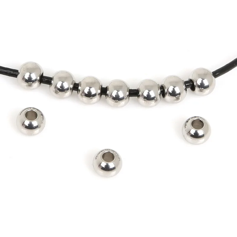 New Coming 5-50pcs/lot Hole Size 1-6.5mm Stainless Steel Loose Spacer Beads for Bracelet Necklace Jewelry Making