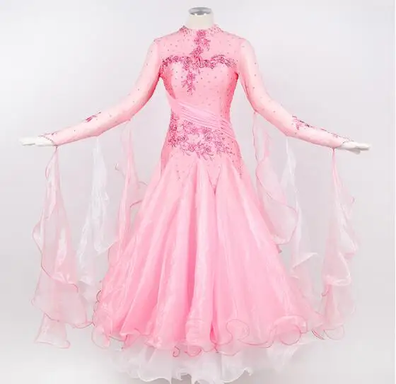 

Ballroom dance competition dresses long sleeve Ballroom dress Pink ballroom dancing dresses lycra