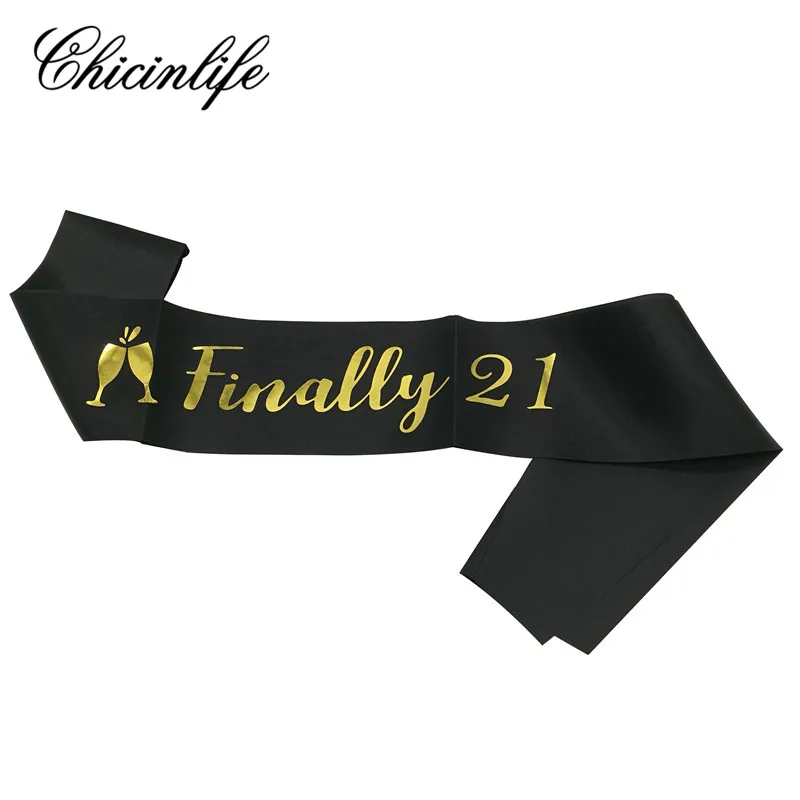 Chicinlife 1Pcs Finally 21 Sash 21st Birthday Girl Party Sash Favors Age Adult Gifts Party Decoration Supplies