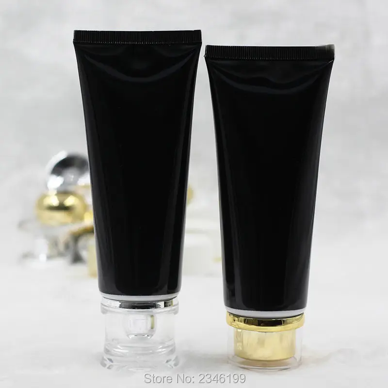 100ml 30pcs/lot Black Cosmetic Soft Tube, Facial Cleanser/Hand Cream/Body Lotion/Cosmetic Refillable Bottle, Plastic Soft Bottle