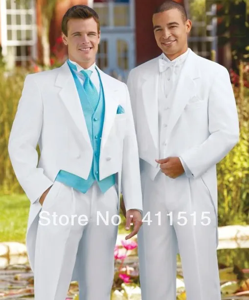 

free shipping/White Groom wear Tailcoat Tuxedos Wedding Groomsman dress /custom men groom suits/man evening party vest suits